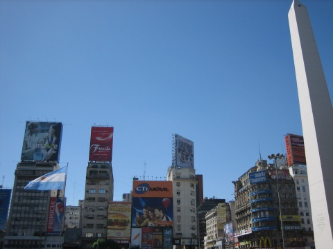 Another view, along 20-lane wide Avenida 9 de Julio.