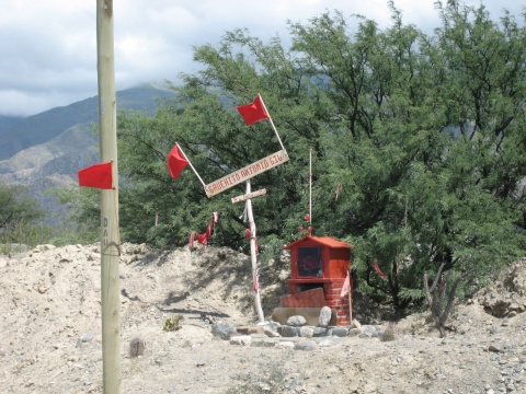 Shrine to Gauchito Gil - patron saint of the highway.